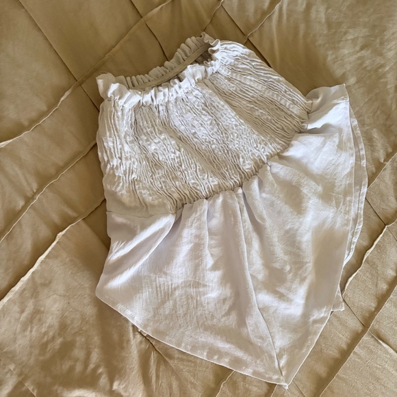 White Ruched Strapless Tube Top - Picture 2 of 3